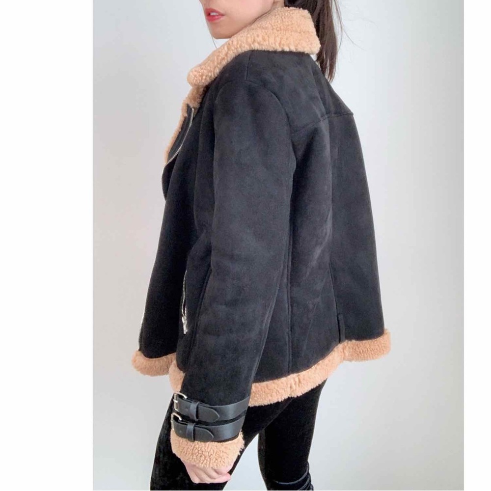 FAUX FUR MOTO JACKET - Picture 9 of 11